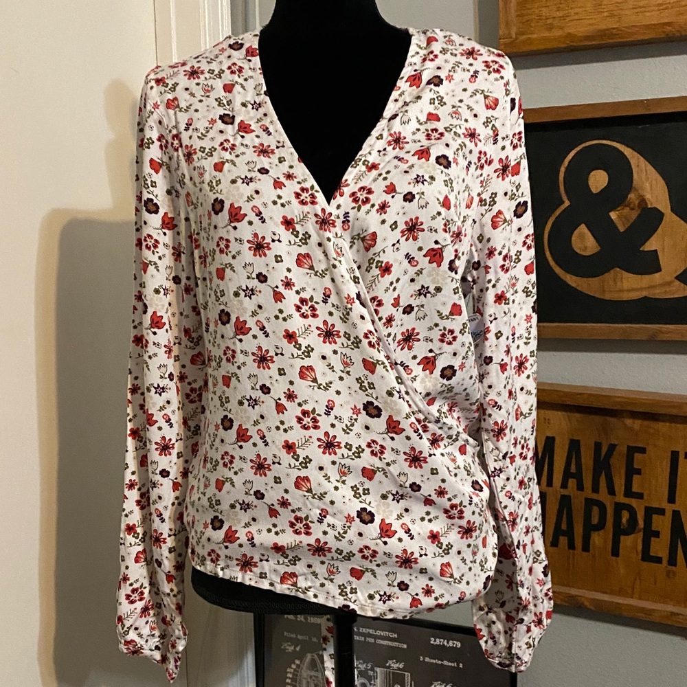 Junk Food Clothing Floral Wrap Blouse